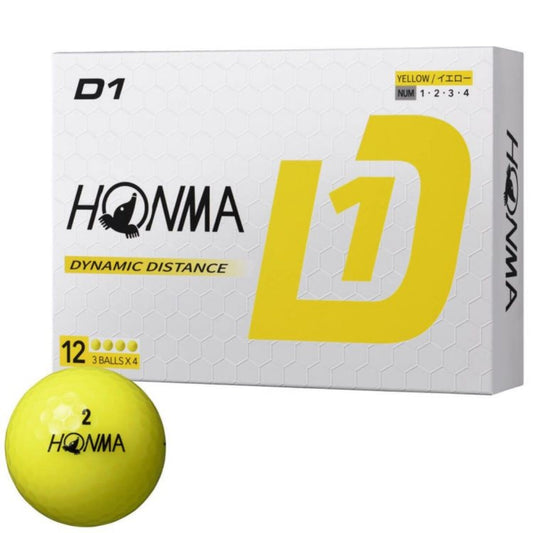 Honma Golf D1 2024 Model Golf Balls, 1 Dozen (12 Balls) Yellow