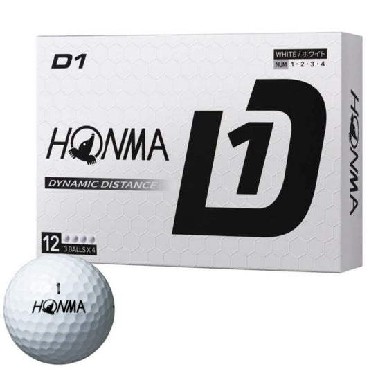 Honma Golf D1 2024 Model Golf Balls, 1 Dozen (12 Balls) White