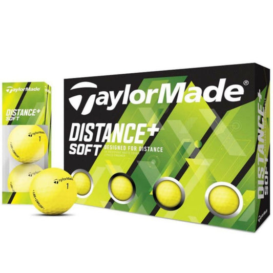 TaylorMade DISTANCE+ SOFT Distance Plus Soft Golf Balls, 1 dozen (12 balls)