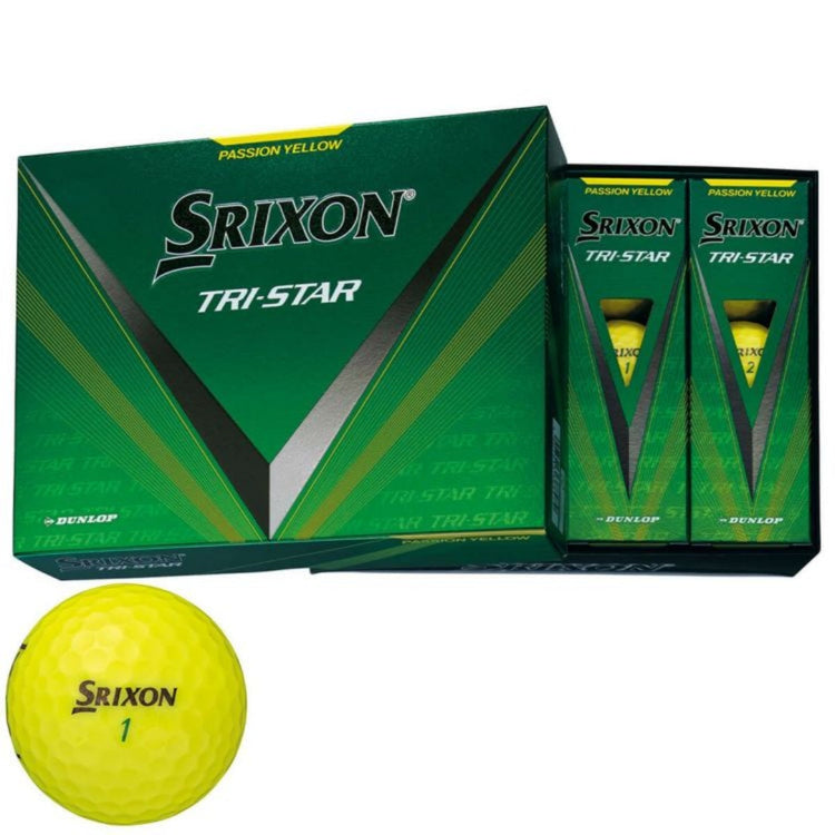 Srixon TRI STAR 2024 Model Golf Balls 1 Dozen (12 Balls) Premium Passion Yellow