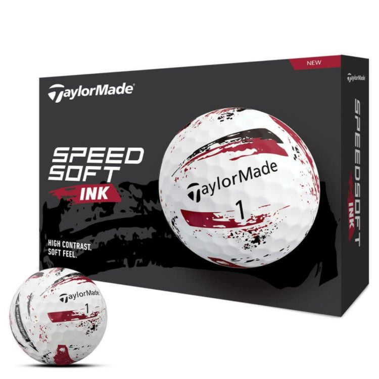 TaylorMade SPEED SOFT INK 2024 model golf balls, 1 dozen (12 balls) Red 