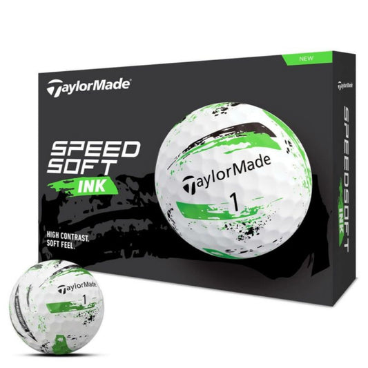 TaylorMade SPEED SOFT INK 2024 model golf balls, 1 dozen (12 balls), green 