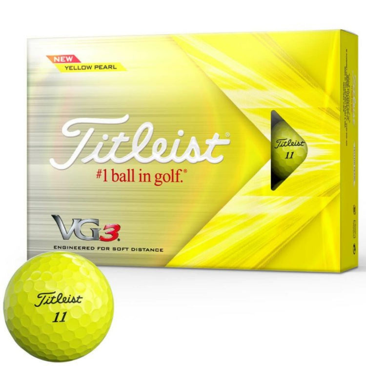 Titleist VG3 2022 model golf balls, Yellow Pearl, 1 dozen (12 balls) 