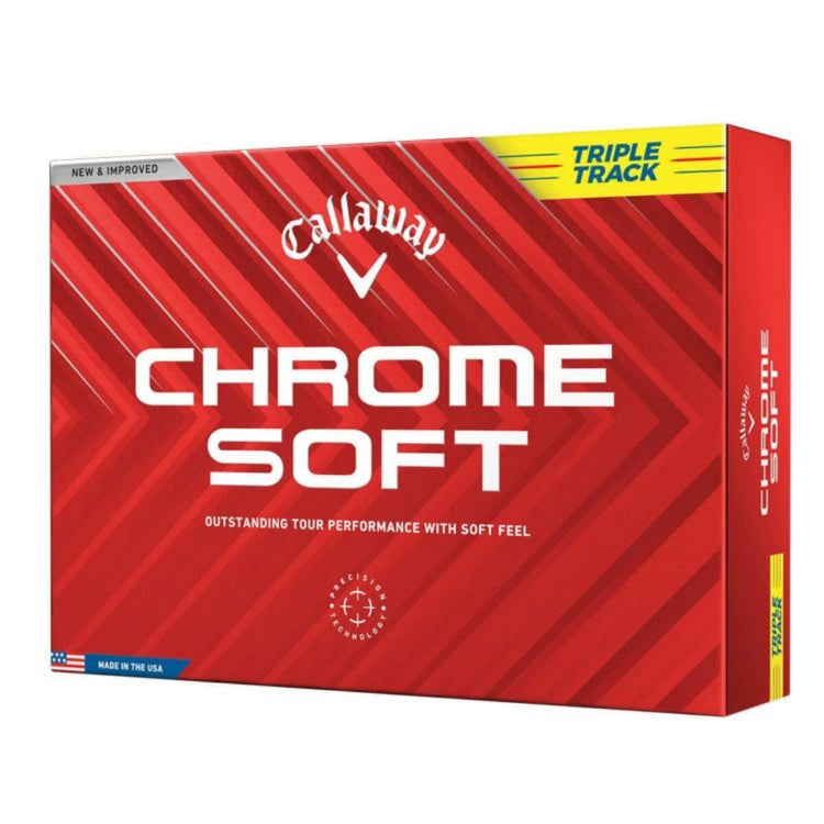 Callaway Chrome Soft Triple Track 2024 Model Golf Balls, 1 Dozen (12 Balls), Yellow 