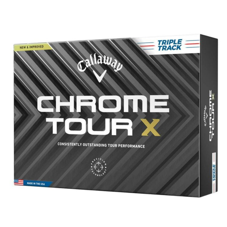 Callaway Chrome TourX Triple Track 2024 Model Golf Balls, 1 Dozen (12 Balls) White