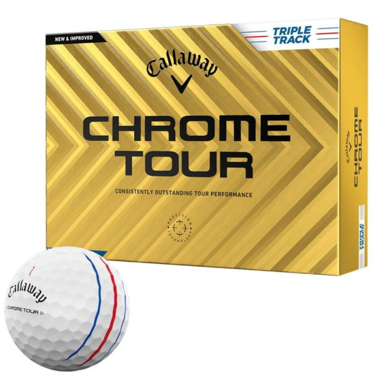 Callaway Chrome Tour Triple Track 2024 model golf balls, 1 dozen (12 balls) white