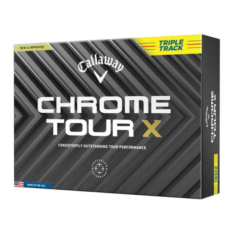 Callaway Chrome TourX Triple Track 2024 Model Golf Balls, 1 Dozen (12 Balls) Yellow