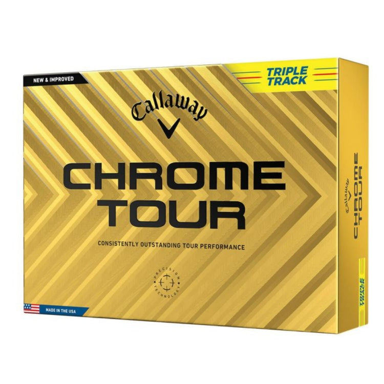 Callaway Chrome Tour Triple Track 2024 model golf balls, 1 dozen (12 balls) Yellow 