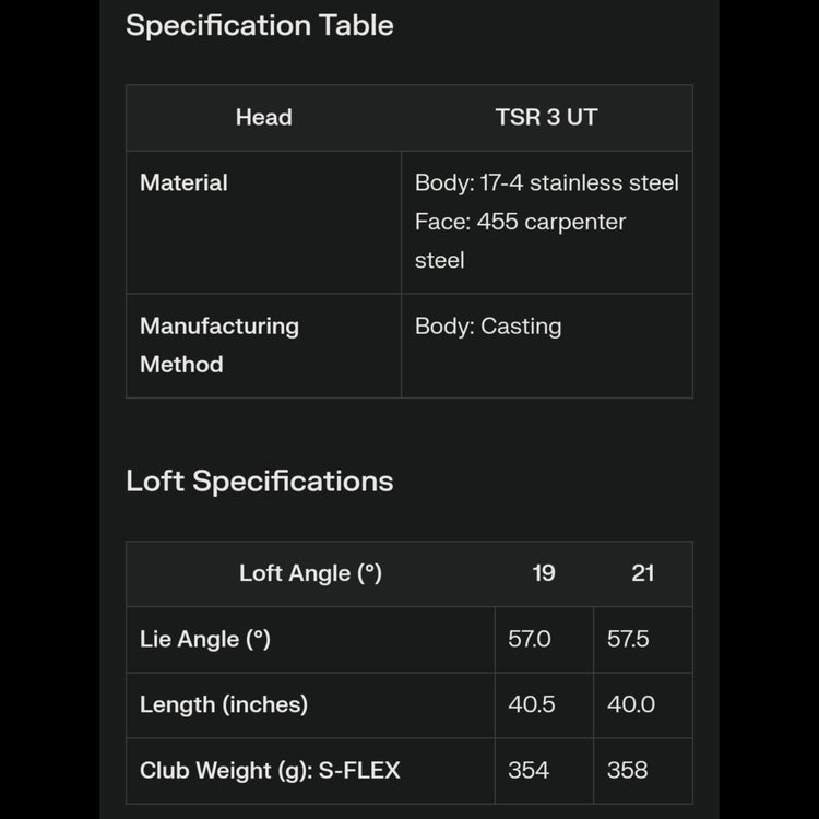 Titleist TSR3 Utility TENSEI PRO 1K HYBRID 70 Carbon Shaft 2023