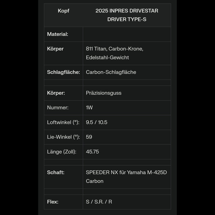 Yamaha Inpres Drivestar TYPE S Men's Driver 2025 SPEEDER NX for Yamaha M-425D Shaft